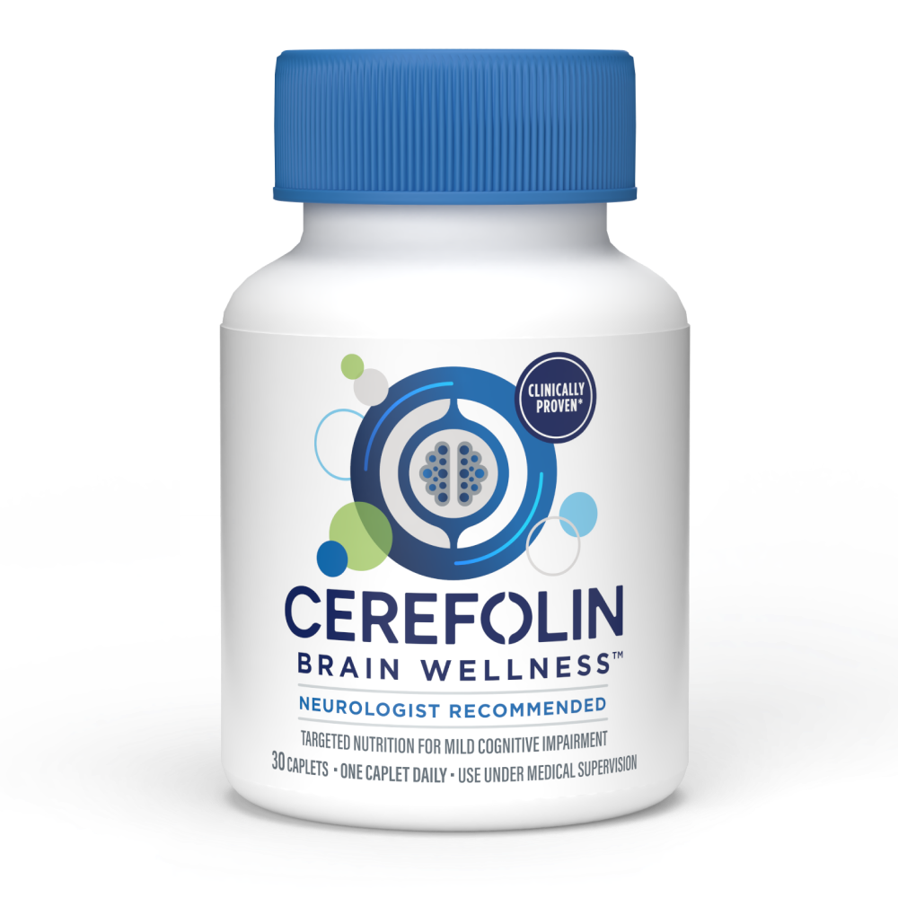 Cerefolin Brain Wellness™ bottle with 30 caplets.