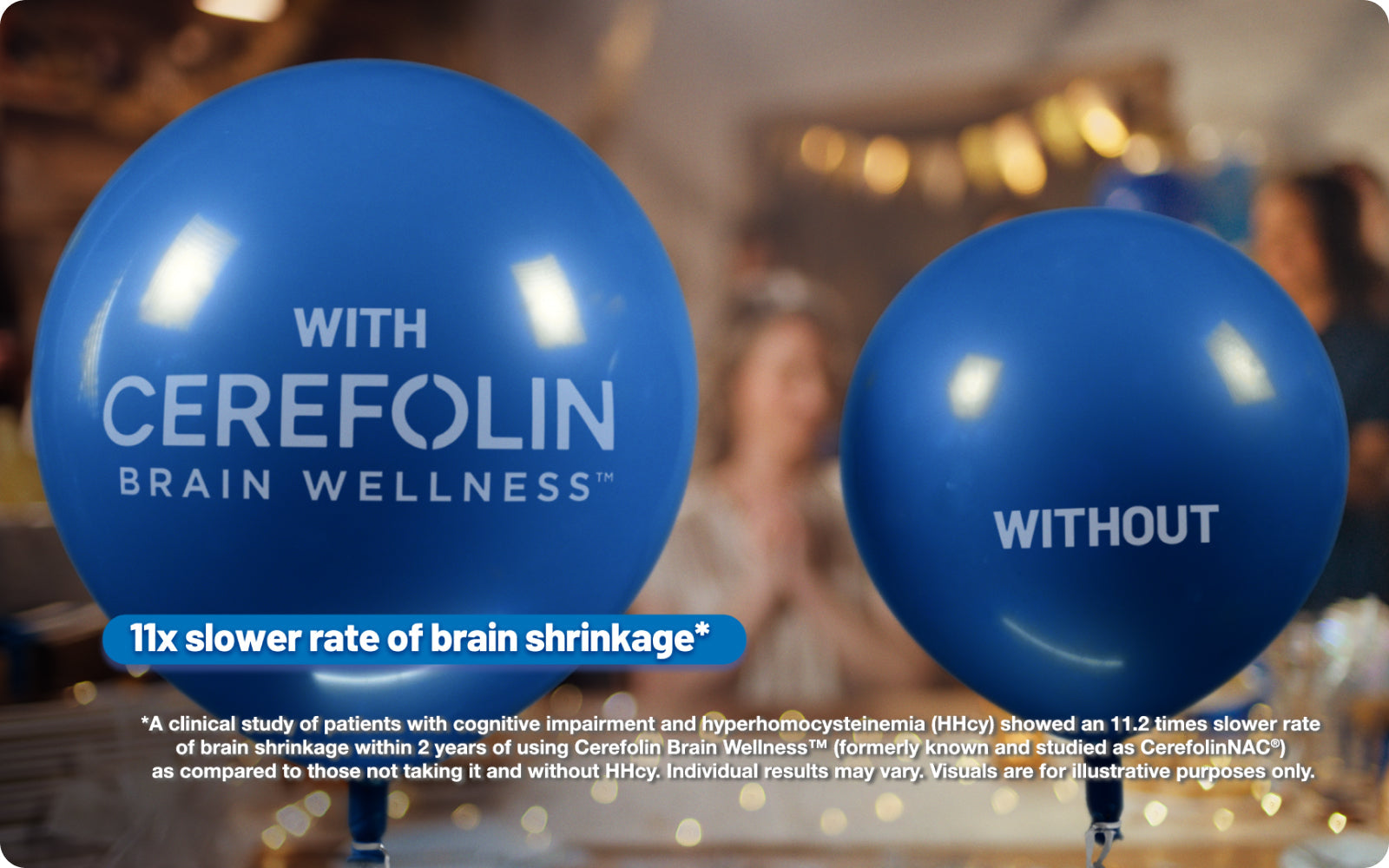 Two blue balloons about brain shrinkage